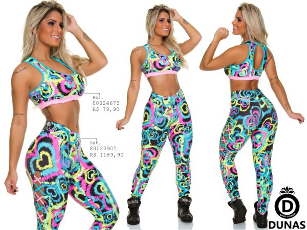 Calça legging cruzada onça colorida